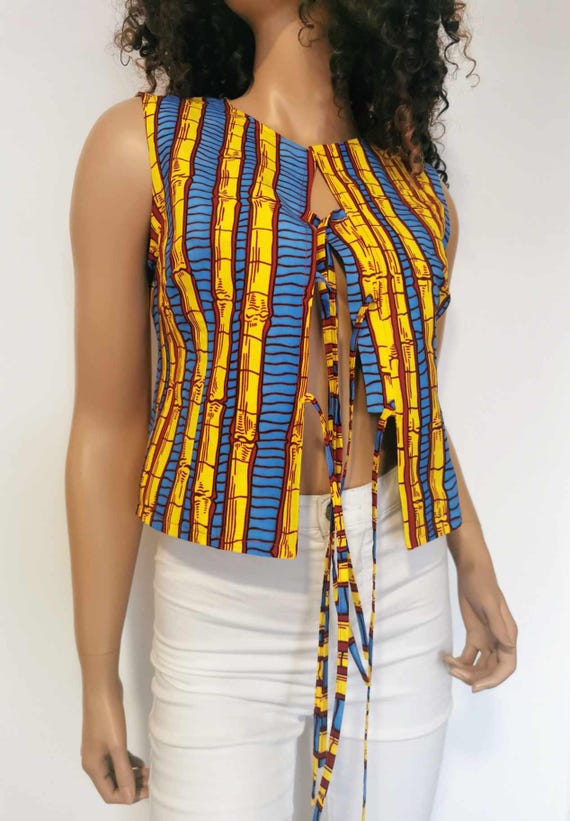 NELA African Print TOP 100% Wax Cotton Handmade UK