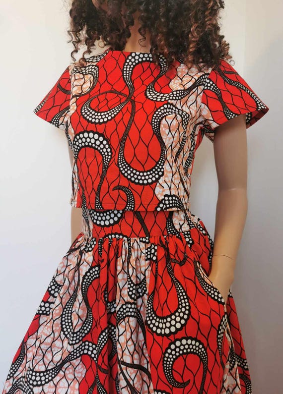 CHANTELLE African Print TOP 100% Wax Cotton Handmade UK