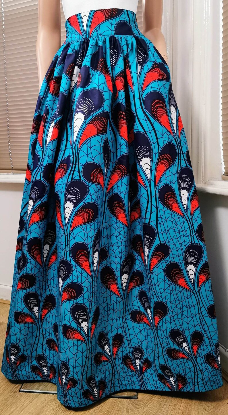 CASSANDRA African Print Full Length / Maxi Skirt 100 % Wax Cotton Handmade UK image 9