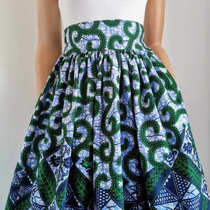 LORI African Printed Mid-Calf Skirt 100% Wax Cotton Handmade UK zdjęcie 8