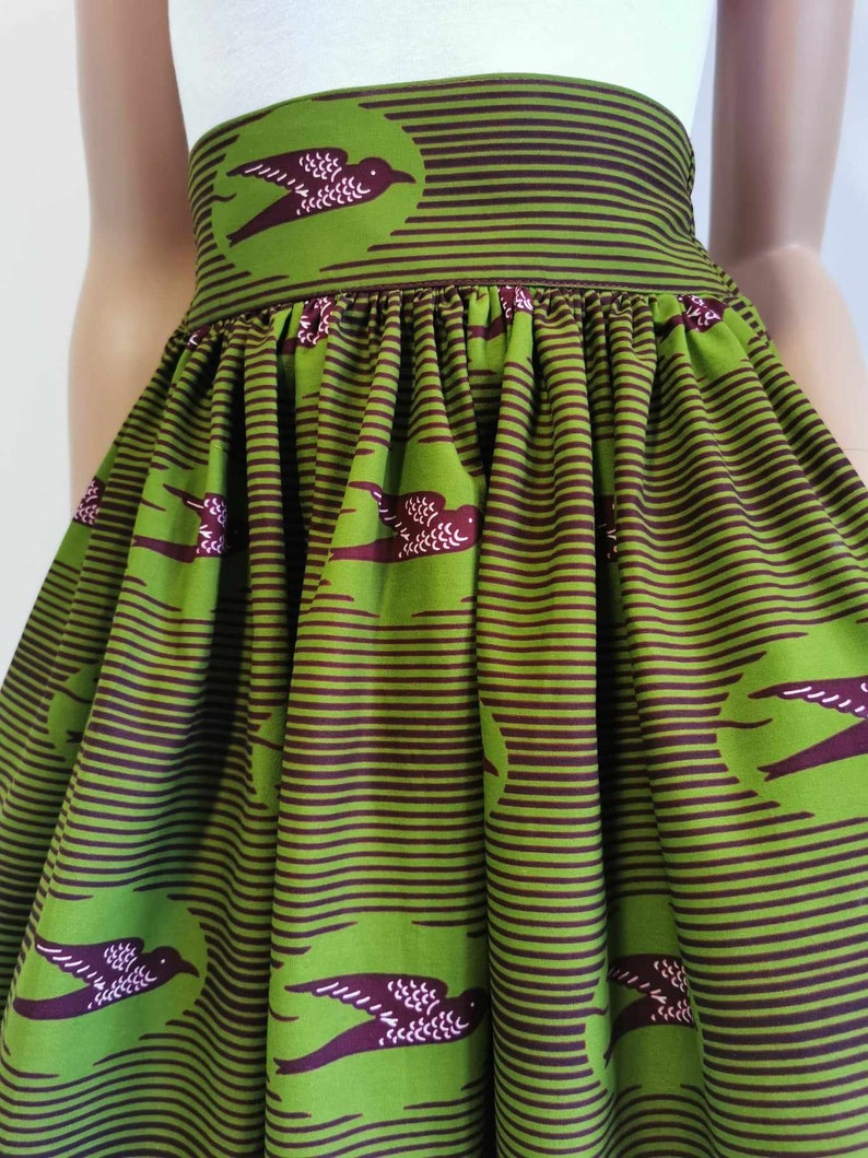 LAVA African Printed Mid-Calf Skirt 100% Wax Cotton Handmade UK image 7