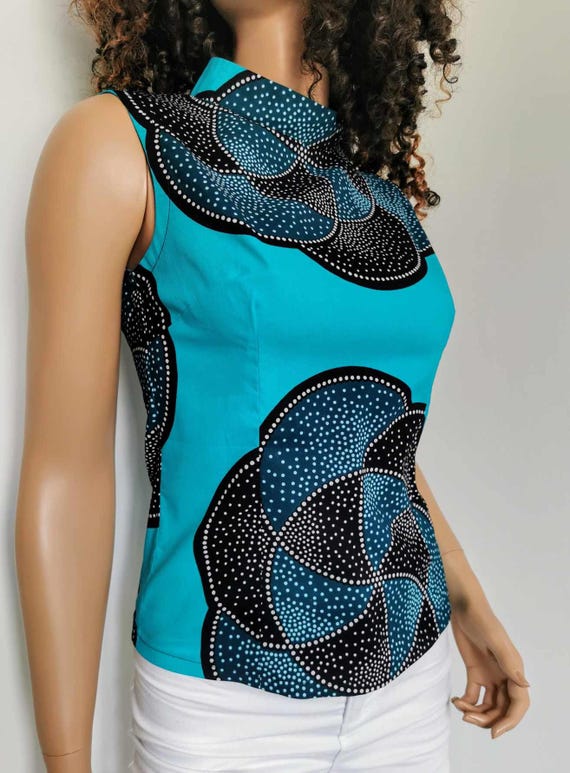 KENNEDY African Print TOP 100% Wax Cotton Handmade UK
