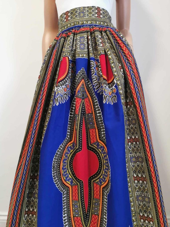 TALIA African Print Full Length / Maxi Skirt 100 % Wax Cotton Handmade UK