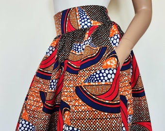 ANITA African Print Full-Length / Maxi Skirt 100 % Wax Cotton Handmade UK