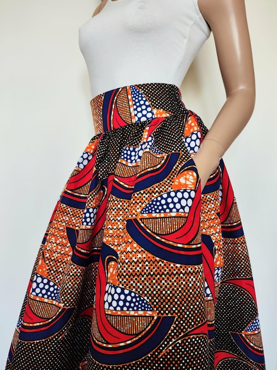 ANITA African Print Full-Length / Maxi Skirt 100 % Wax Cotton Handmade UK