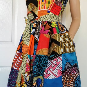 PATCHWORK African Printed Fabric Sleeveless Midi Dress 100% Wax Cotton ...
