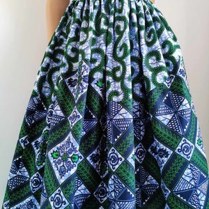LORI African Printed Mid-Calf Skirt 100% Wax Cotton Handmade UK zdjęcie 5