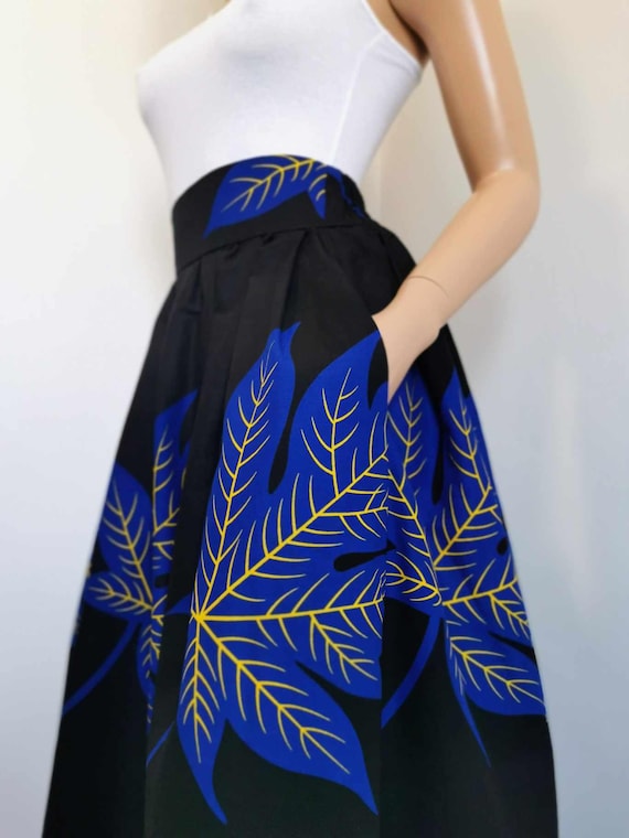 NANA African Print Full Length / Maxi Skirt 100 % Wax Cotton Handmade UK