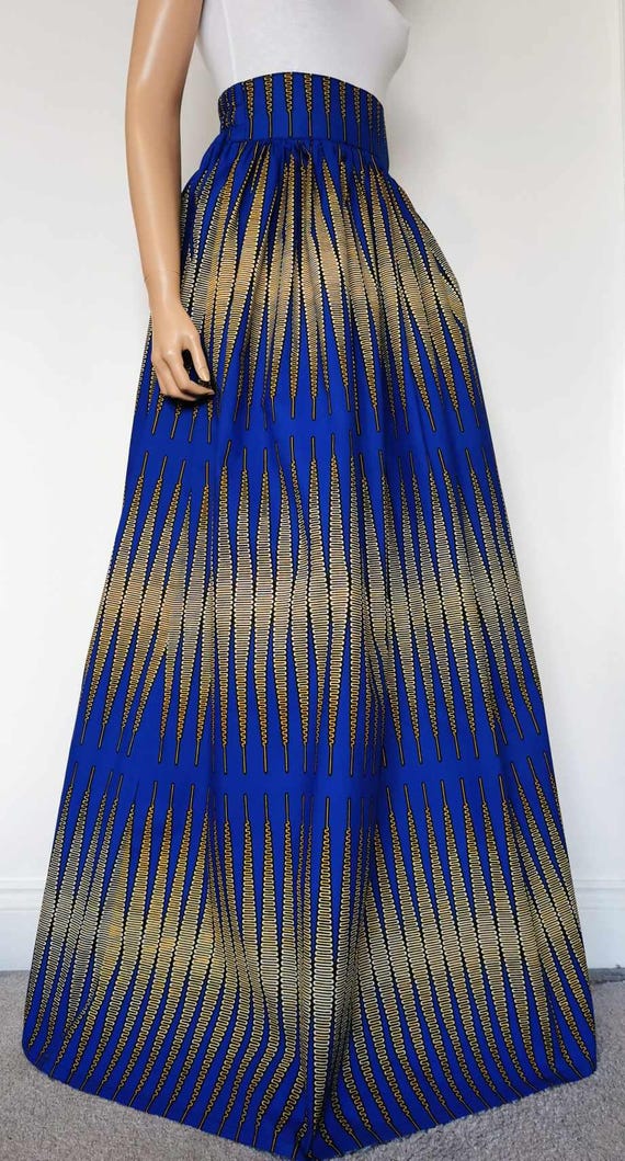 SAVANNAH MAXI African Print Full Length / Maxi Skirt 100 % Wax Cotton Handmade UK