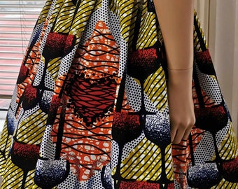Mini jupe africaine CHANTEL 100 % coton wax fait main au Royaume-Uni