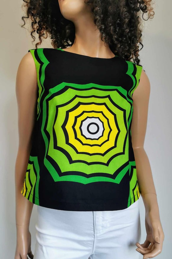 STELLA African Print TOP 100% Wax Cotton Handmade UK