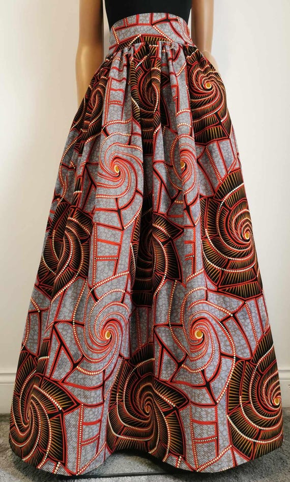 BONITA African Print Full Length / Maxi Skirt 100 % Wax Cotton Handmade UK