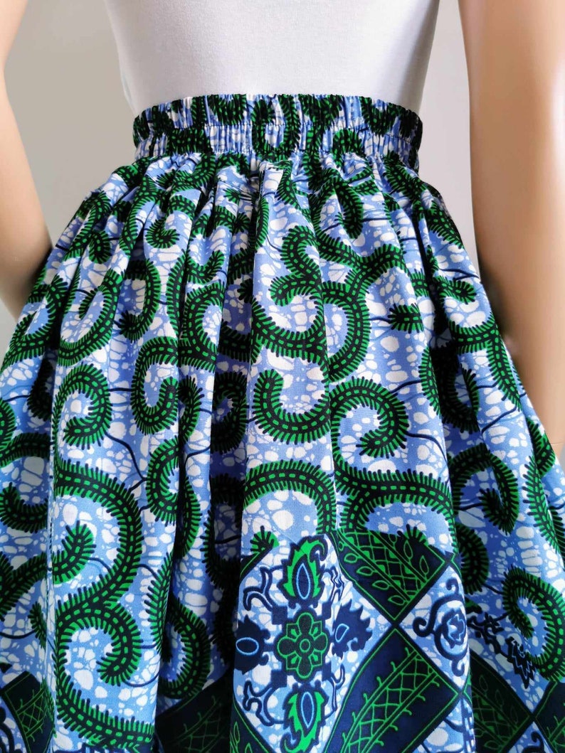 LORI African Printed Mid-Calf Skirt 100% Wax Cotton Handmade UK zdjęcie 6