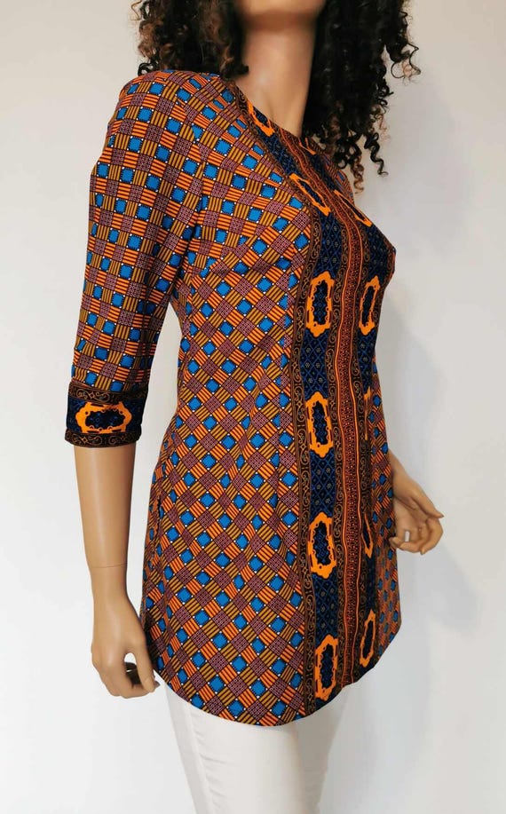 MOLLY African Print TOP 100% Wax Cotton Handmade UK