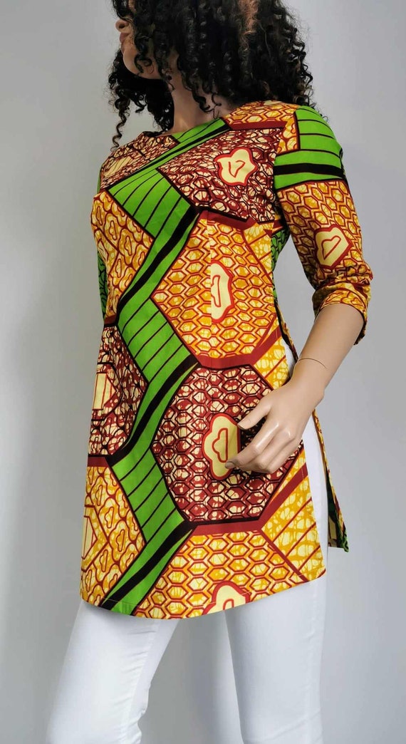 CALI African Print TOP 100% Wax Cotton Handmade UK