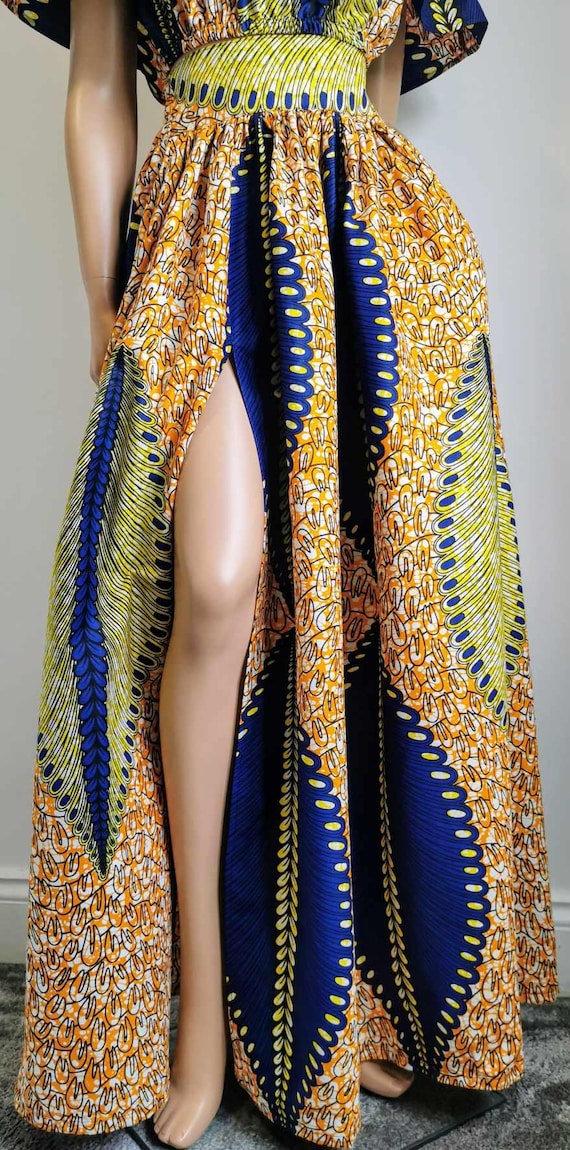 PENELOPE Front Slit Full Length / Maxi Skirt African Print 100 % Wax Cotton Handmade UK