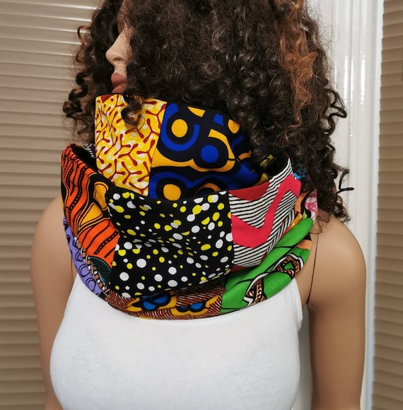 PATCHWORK 2 layers Circle Scarf, Shawl Handmade UK