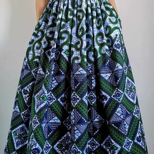 LORI African Printed Mid-Calf Skirt 100% Wax Cotton Handmade UK zdjęcie 3