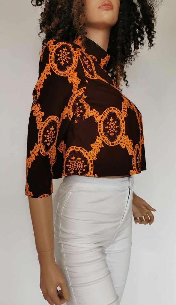 LAURA African Print Top 100% Wax Cotton Handmade UK