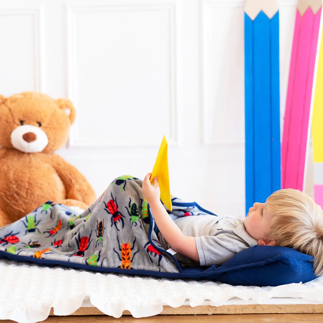 Personalized Preschool Boys Nap Mat, Bugs Insects Toddler Blanket