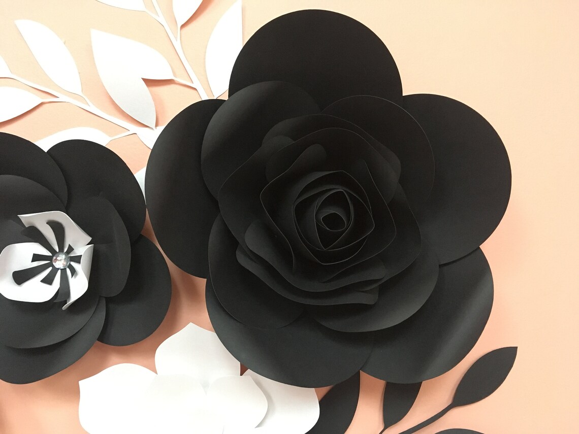 Black and white paper flowers wall decor flower wall decor Etsy