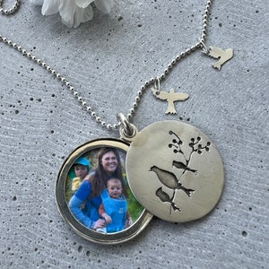 Silver Mother locket necklace. Memorial jewelry.