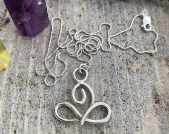 Yoga silver necklace. Minimalist jewelry.