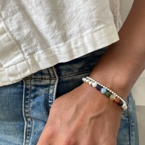 Seven Chakras Silver beads bracelet