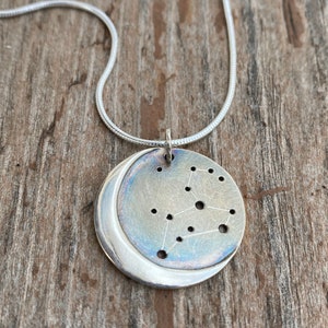 Zodiac pendant. The constellation for each zodiac sign in a Silver Moon necklace.