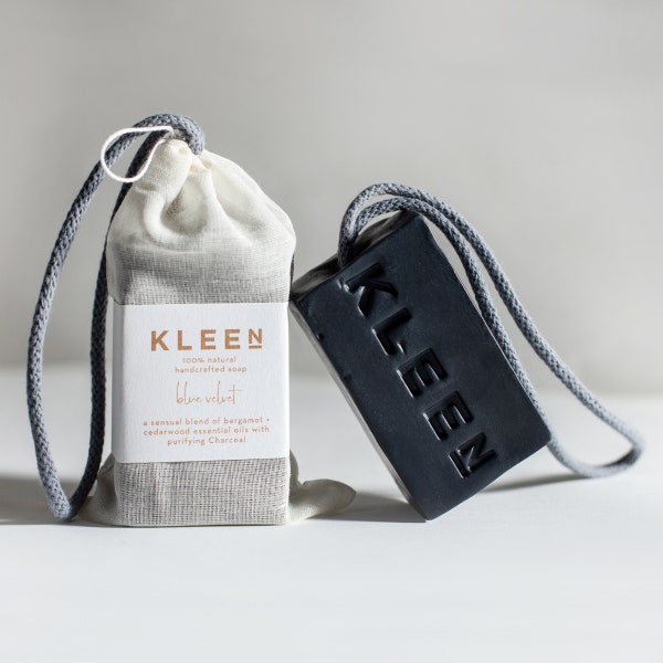 Activated Charcoal and Kaolin Clay Soap on a Rope, Vegan Soap, Handmade Soap made in the UK