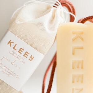 Jabón de leche de avena en una cuerda: Jabón artesanal sin perfume para pieles sensibles imagen 4