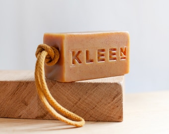 Turmeric Soap on a Rope with exfoliating Oatmeal - Handmade Vegan Soap, Citronella Soap, Made in the UK