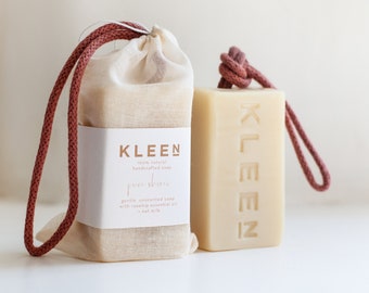 Oat Milk Soap on a Rope - Handmade Natural Soap, For Sensitive Skin, Unscented Soap made in the UK