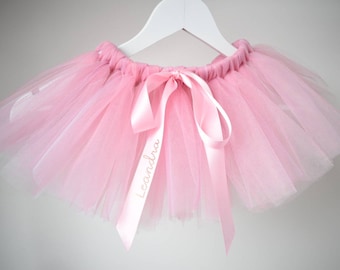 Pink Baby Tutu Skirt with Personalised Ribbon - Kids Tutu - Party Tutu - Flower Girl Outfit - Girl Tutu - 1st Birthday Tutu - Cakesmash Tutu