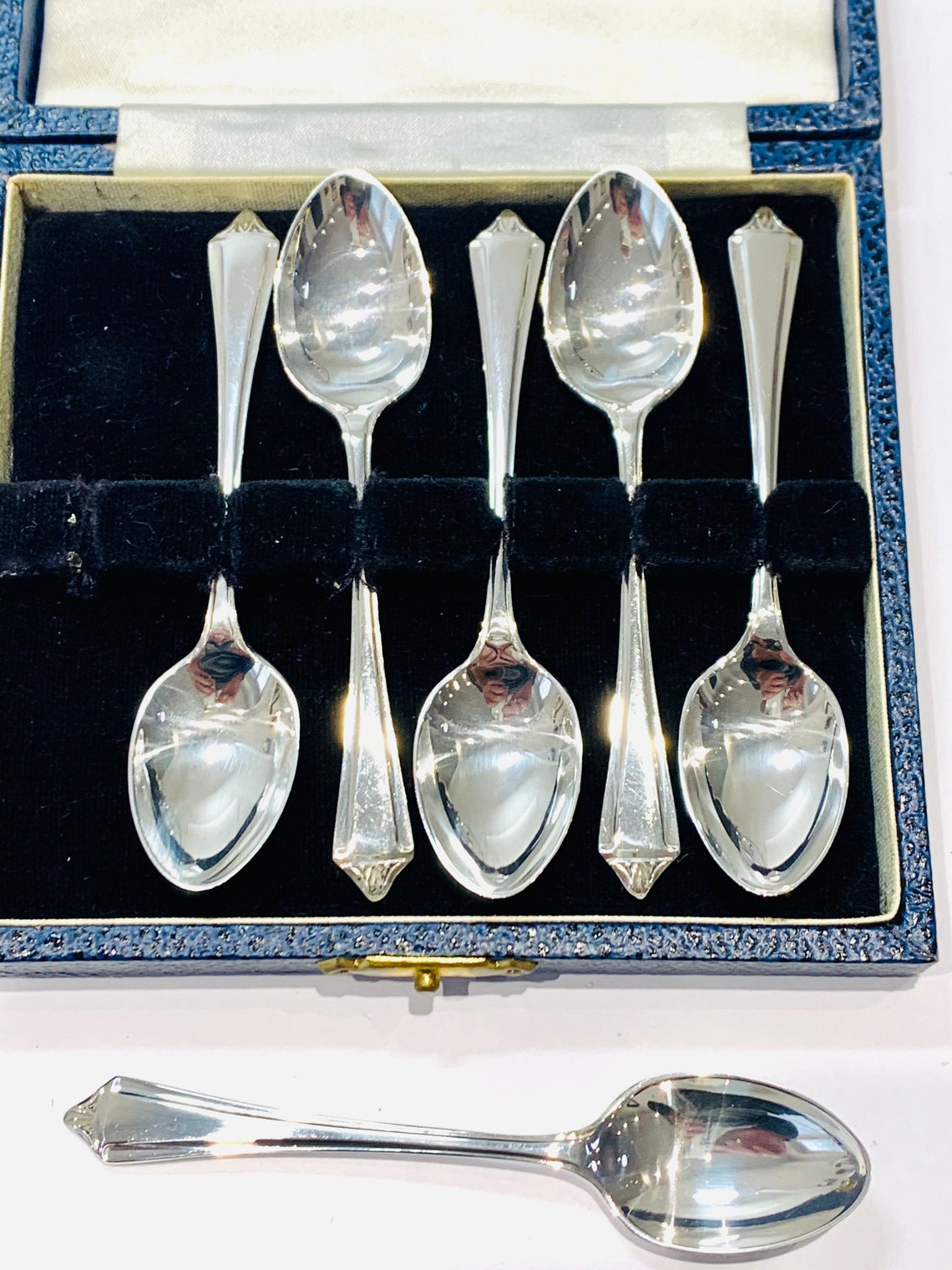 Cased set of 6 vintage sterling silver spoons hallmarked Etsy