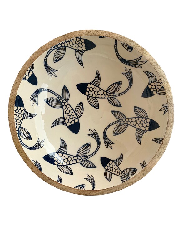 Handmade Bowl With Fish Pattern Etsy