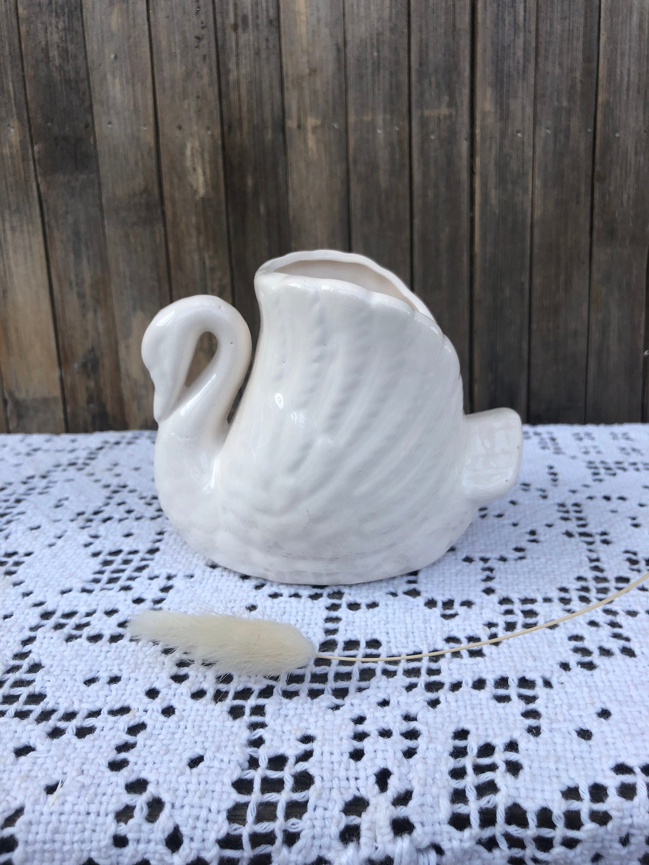 Bibelot en Forme de Cygne Céramique Ancien