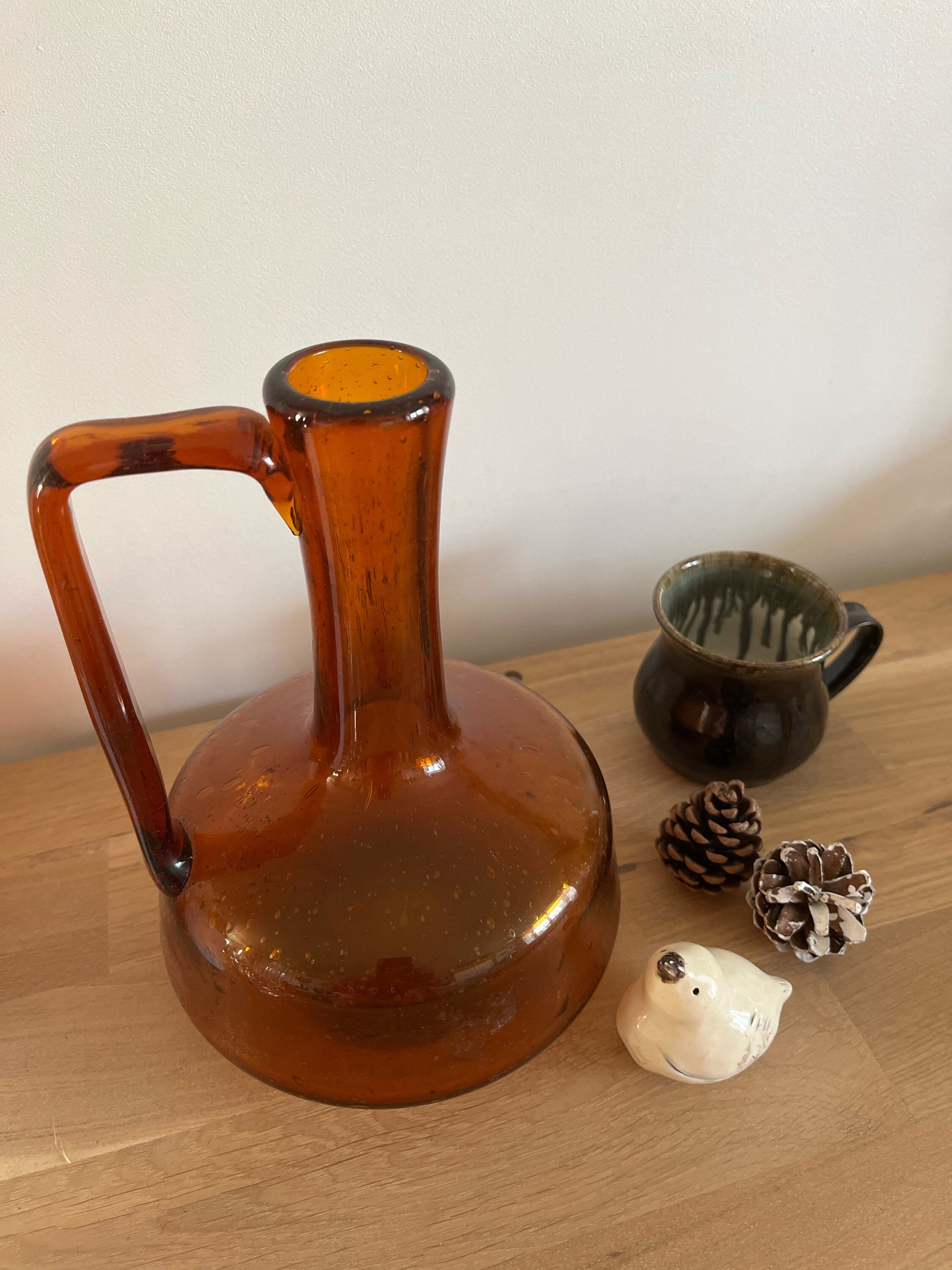 Carafe en Verre Ambré Ancien