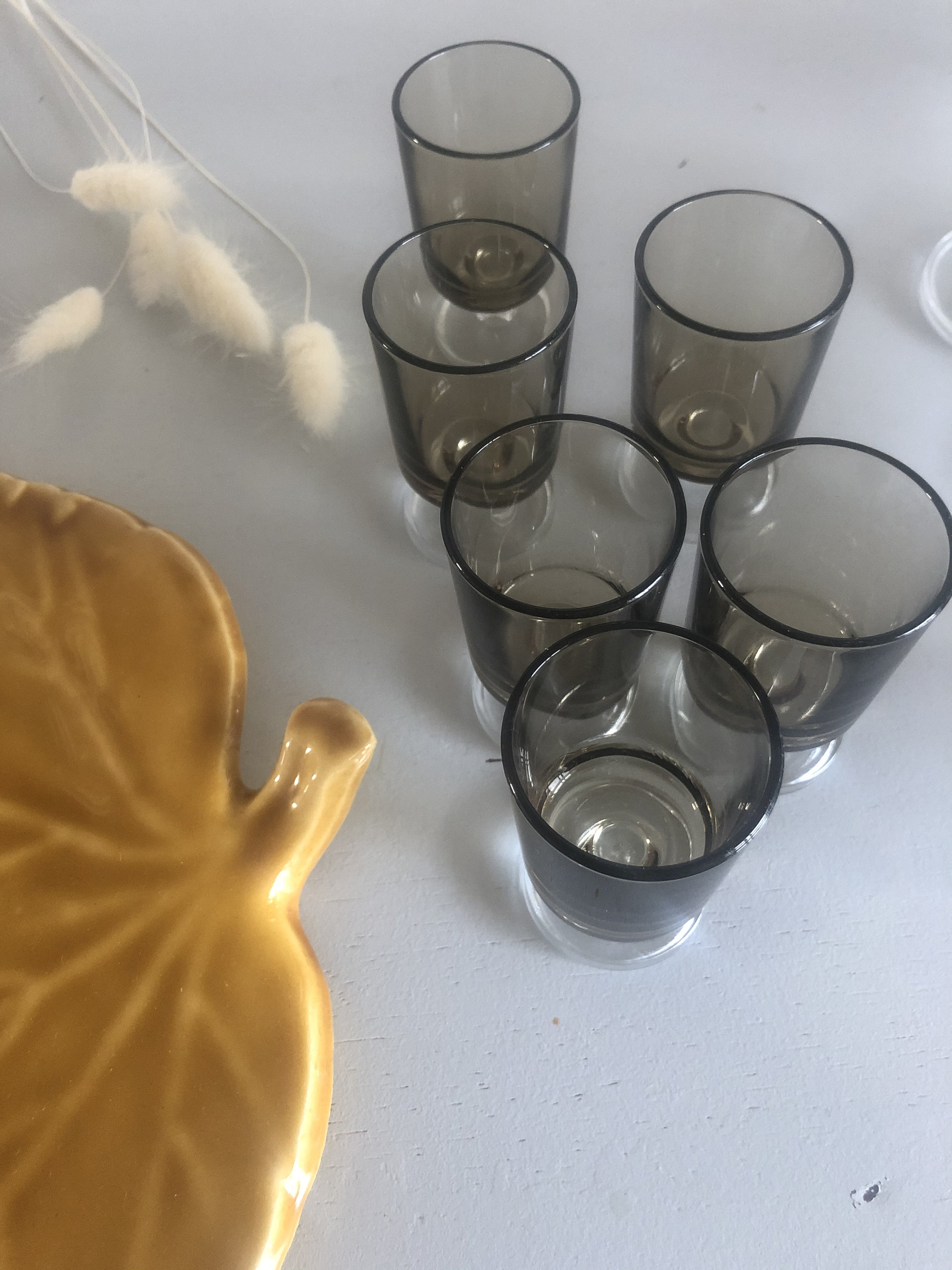 Verres à Liqueur en Verre Fumé de Style Rétro