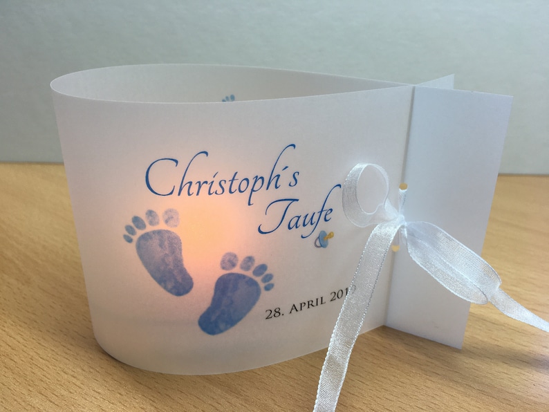 TeaLight Communion Set of 2 Windlight Light Cover Confirmation Confirmation Baptism Baby Feet