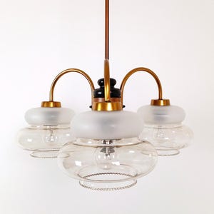 Vintage 1970s Chandelier / Mid Century Modern Three Arm Pendant Light