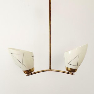 Beautiful art deco chandelier, vintage pendant light, ceiling light, two-arm chandelier, mid-century modern chandelier, Yugoslavian 1950s