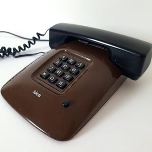 Mid Century Telephone ISKRA ETA 85 / Retro Push Button Phone / MOMA Collection / Iconic / Retro Brown Telephone / Yugoslavia / 1980 / &#39;80s