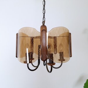 Large Mid Century Chandelier / Vintage Pendant Light / Rustic Elegant Light Fixture / Yugoslavia 1970&#39;s / Hanging Lamp
