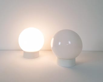 Vintage Wall Lamp / Set of 2 White Opal Globe Sconces/ Ceiling Light / Mid Century / Yugoslavia 1960&#39;s / Ceiling Light Cover