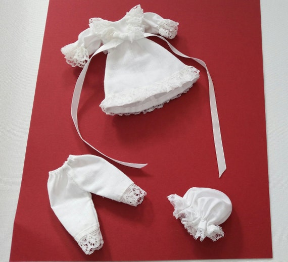 BJD Doll's clothing,fantasy/period/classic outfit.Hooded cape,white frilled dress with mop cap and shoes set.clothes to fit IMDA 1.7 doll