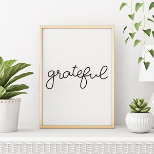 Grateful Print - Holiday Quote - Family Theme - Inspirational Quote Print - Minimalist Print Wall Decor - Modern Farmhouse Wall Decor