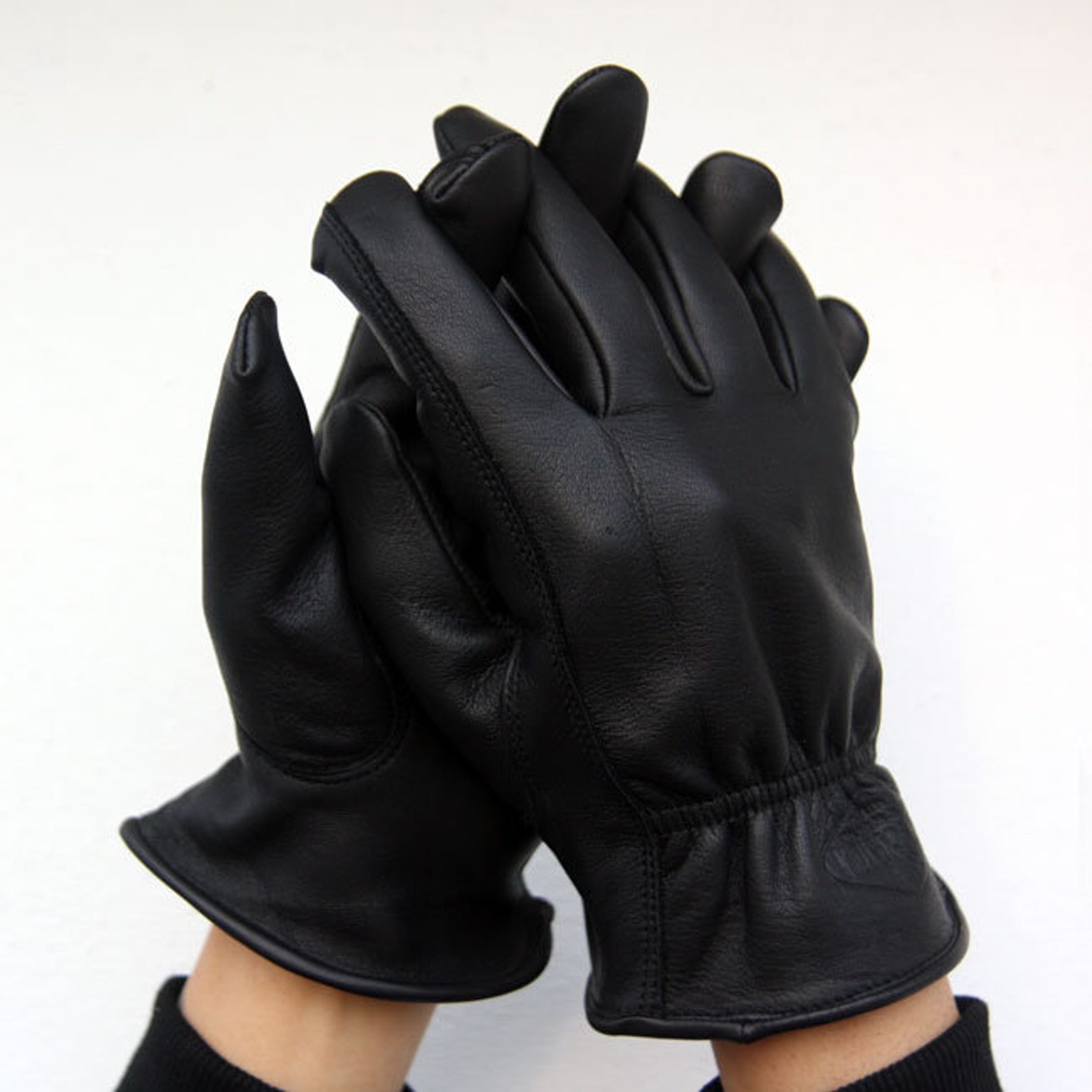 Unlined deerskin leather gloves Black Etsy