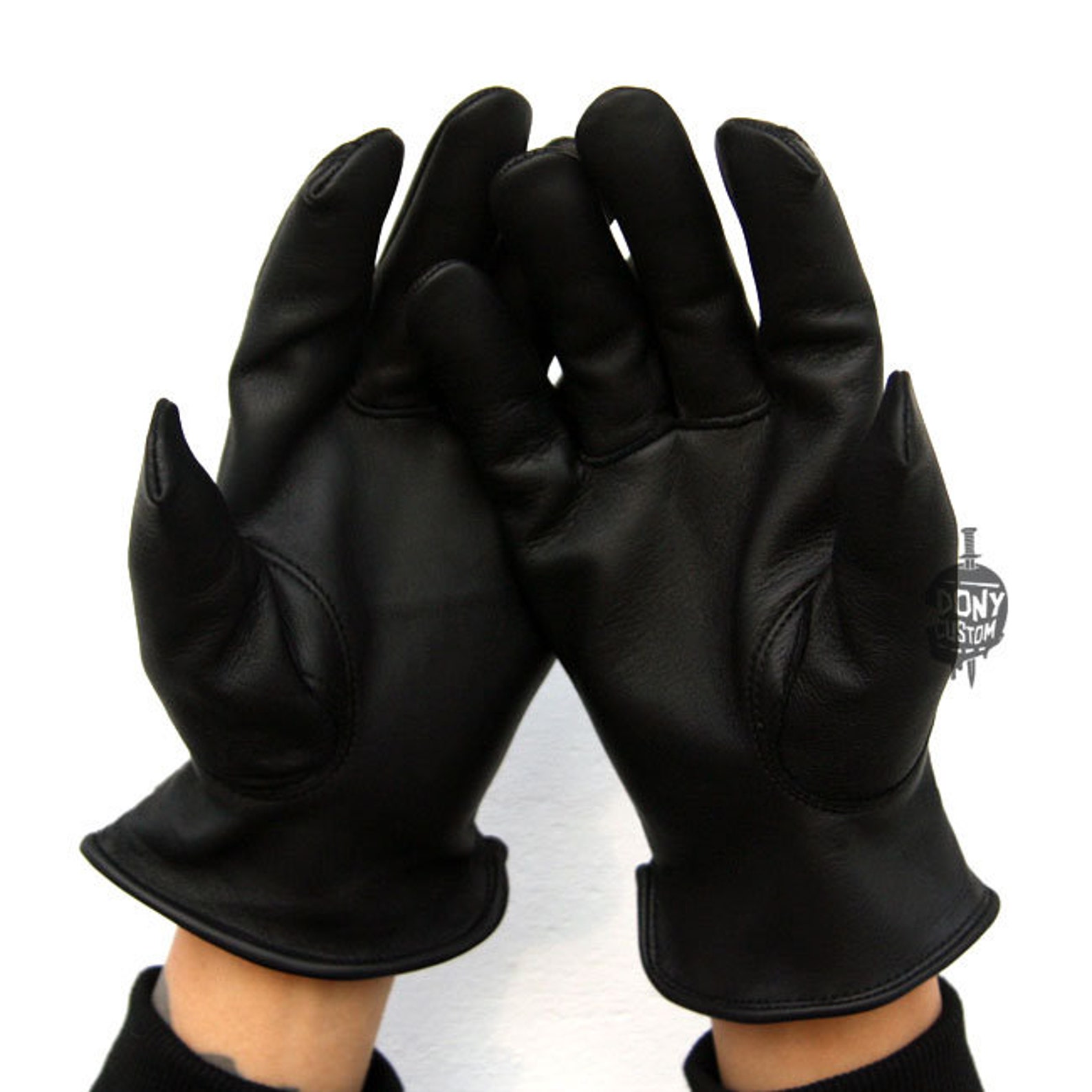 Unlined deerskin leather gloves Black Etsy