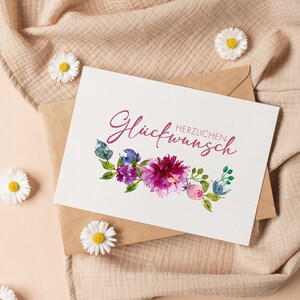 Herzlichen Glückwunsch - Postkarte | Grüße | Grußkarte | Postcard